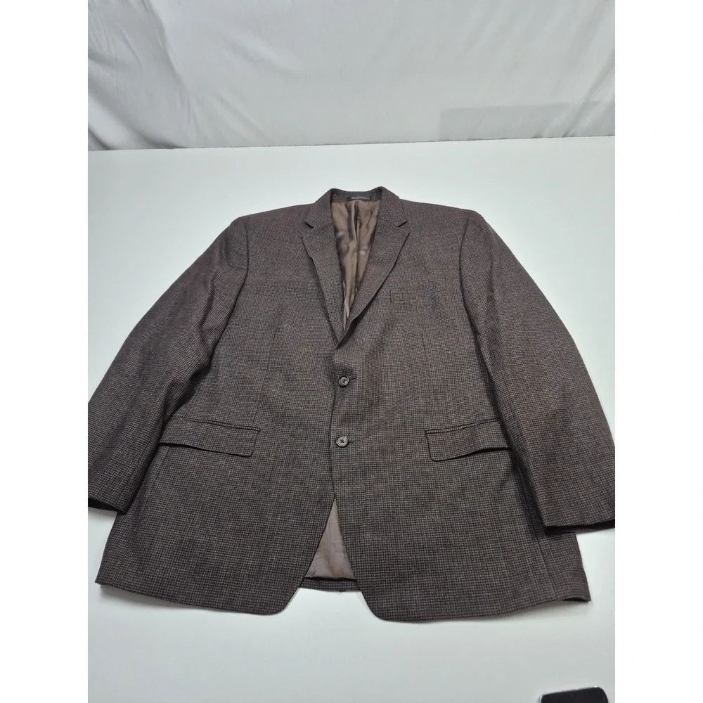 Lauren Ralph Lauren Blazer Mens 46R Brown Wool Houndstooth Tweed Sport Coat